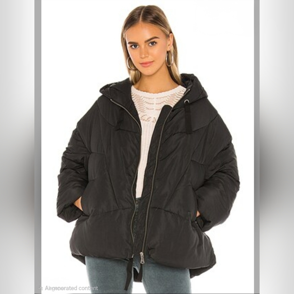 Free People Hailey Black Puffer Jacket S